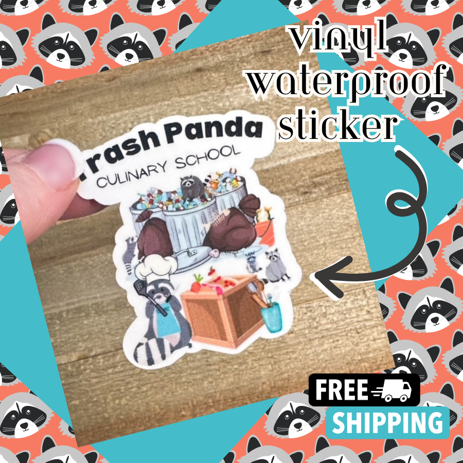 Trash Panda Culinary School | Vinyl Waterproof Stickers | Funny Sticker | Raccoons