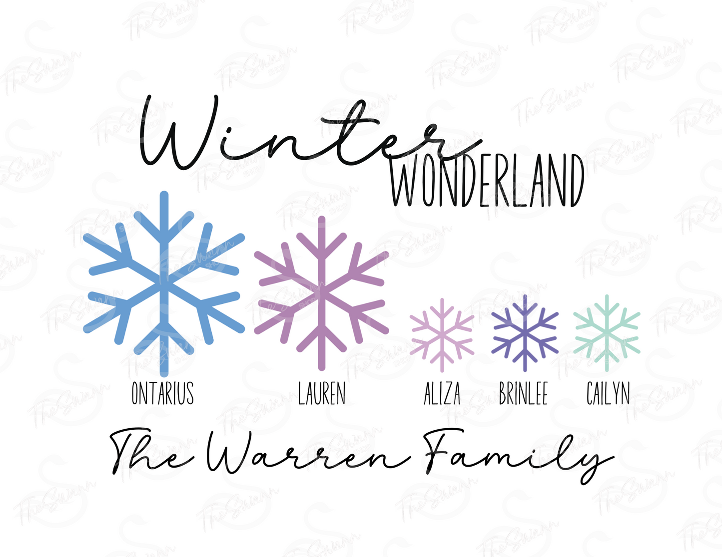 Personalized Winter Snowflake Family Print Gift Ideas Printed Ready to Frame Seasonal Wall Decor