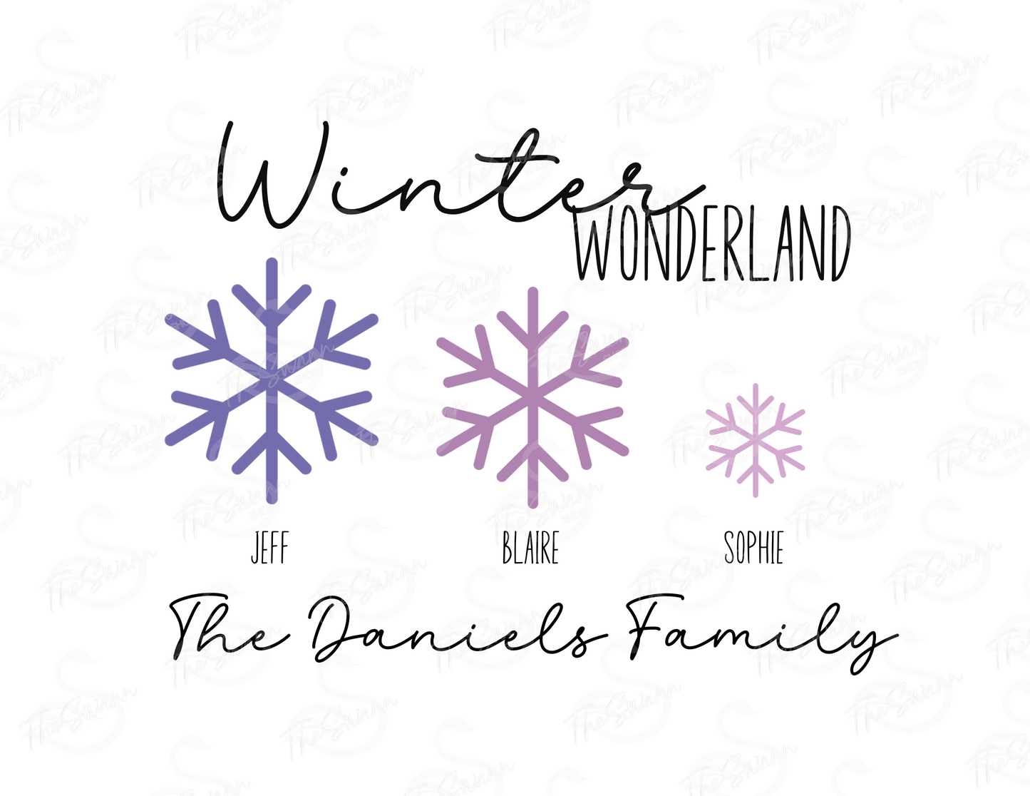 Personalized Winter Snowflake Family Print Gift Ideas Printed Ready to Frame Seasonal Wall Decor